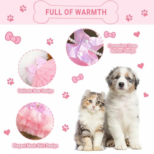 TAPBULL Dog Dresses, Fashion Pet Dog Clothes, Striped Mesh Puppy Dogs Princess Dresses (Pink/Blue/Denim(3pack), X-Large) - Image 3