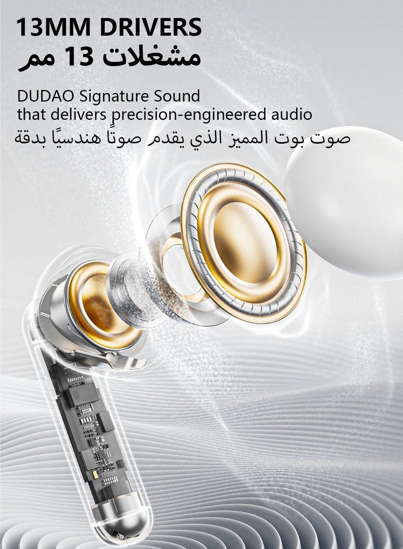 DUDAO U8 TWS Wireless Earbuds, Comfortable Lightweight Fit, Ultra-Light Invisible Design, 13mm Dynamic Driver, Bluetooth 5.3, Ultra-Low Latency, 50H Battery Life – Black - Image 3