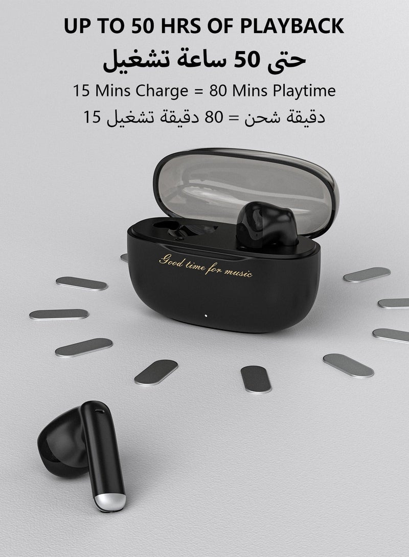 DUDAO U8 TWS Wireless Earbuds, Comfortable Lightweight Fit, Ultra-Light Invisible Design, 13mm Dynamic Driver, Bluetooth 5.3, Ultra-Low Latency, 50H Battery Life – Black - Image 2