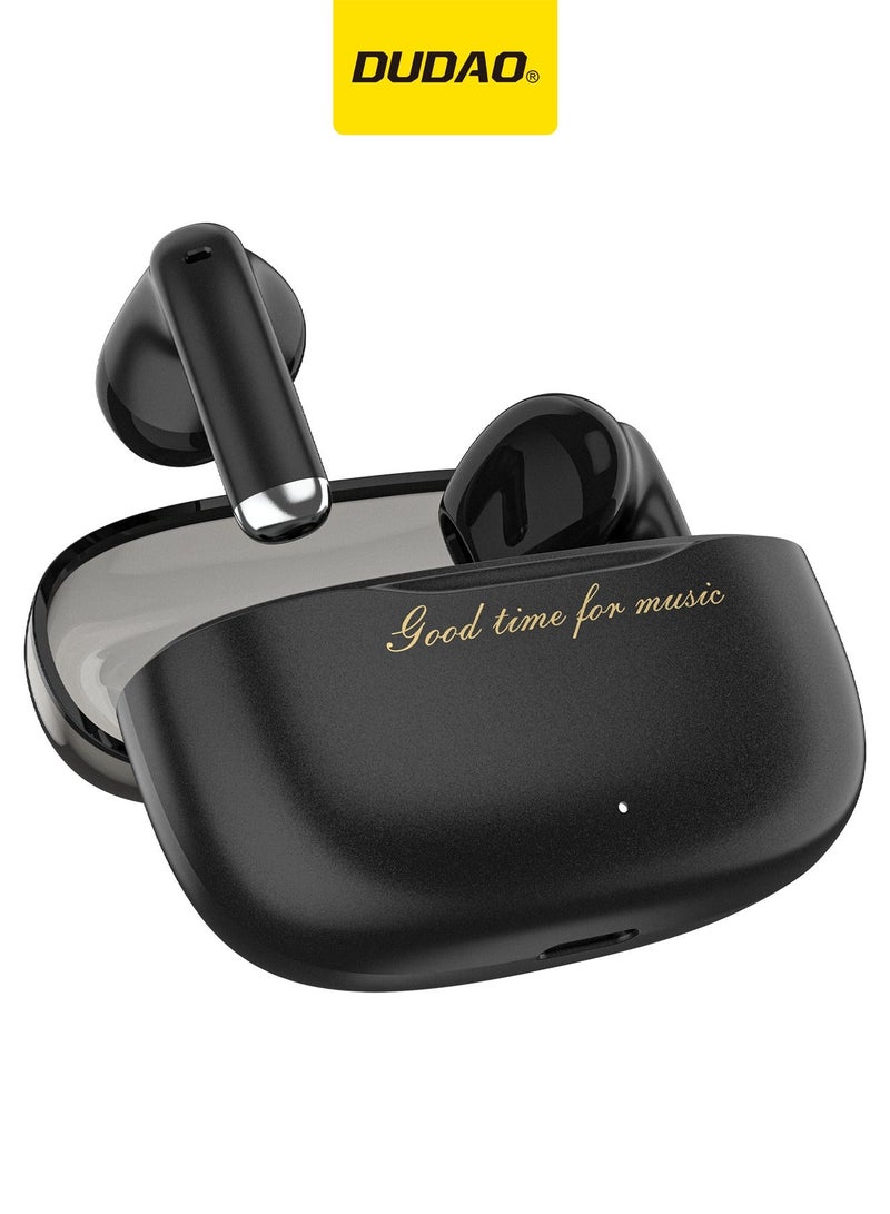 DUDAO U8 TWS Wireless Earbuds, Comfortable Lightweight Fit, Ultra-Light Invisible Design, 13mm Dynamic Driver, Bluetooth 5.3, Ultra-Low Latency, 50H Battery Life – Black - Image 1
