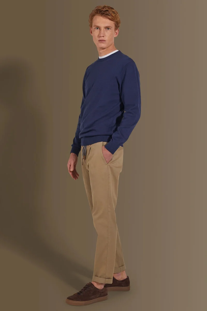 دوبل غانغر Trousers with elastic on waist and laces - Beige