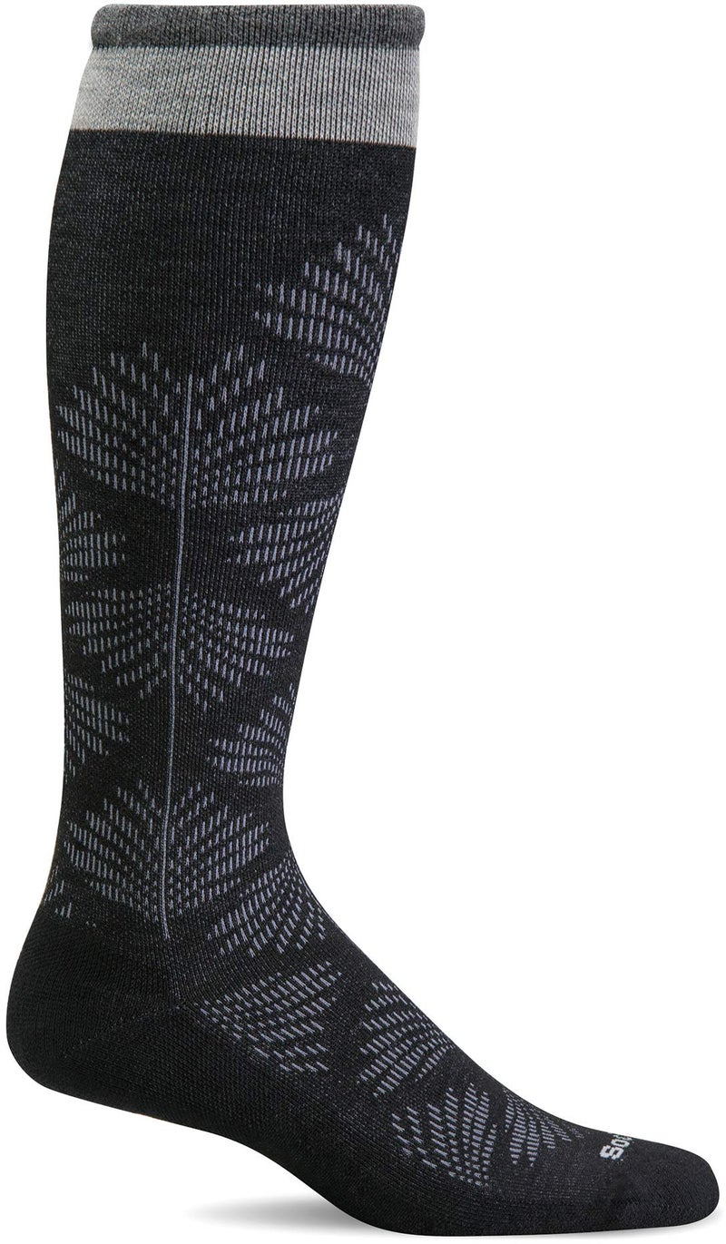 Sockwell Women's Full Floral Moderate Graduated Compression Sock Wide Calf Fit, Black - M/L - Image 1
