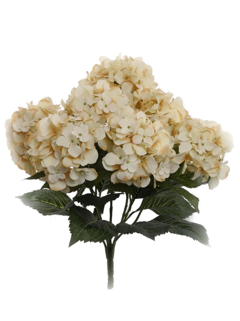 Hydrangea Silk Flowers Plant Beige Indoor Home Decoration Outdoor Wedding Centerpieces Bouquets  2Pack with 7 Large Gorgeous Bloom Clusters and Leaves