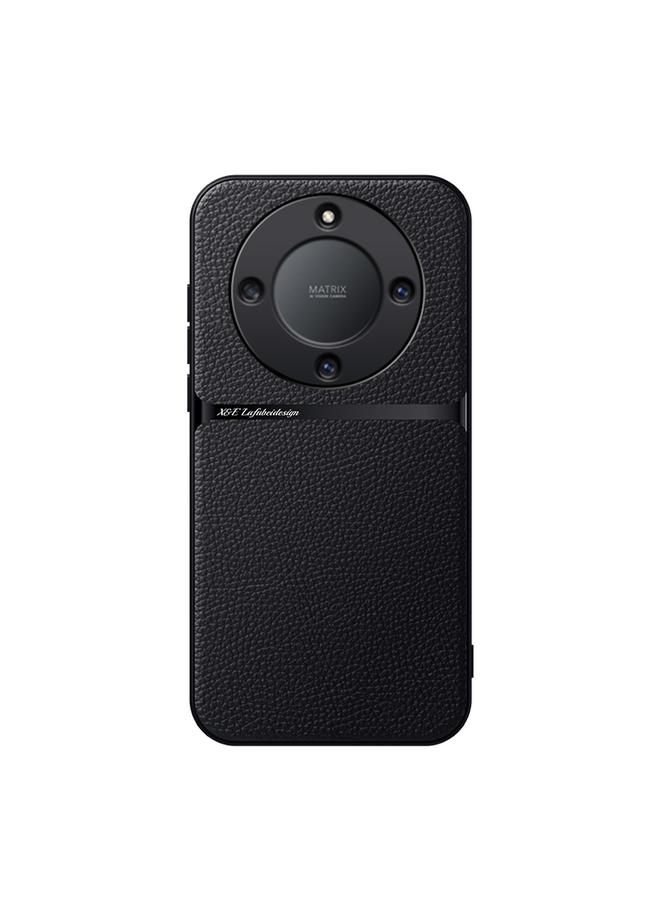 Zaboon For Honor X9a Litchi Leather Magnetic Full Coverage Shockproof Phone Case(Black) 