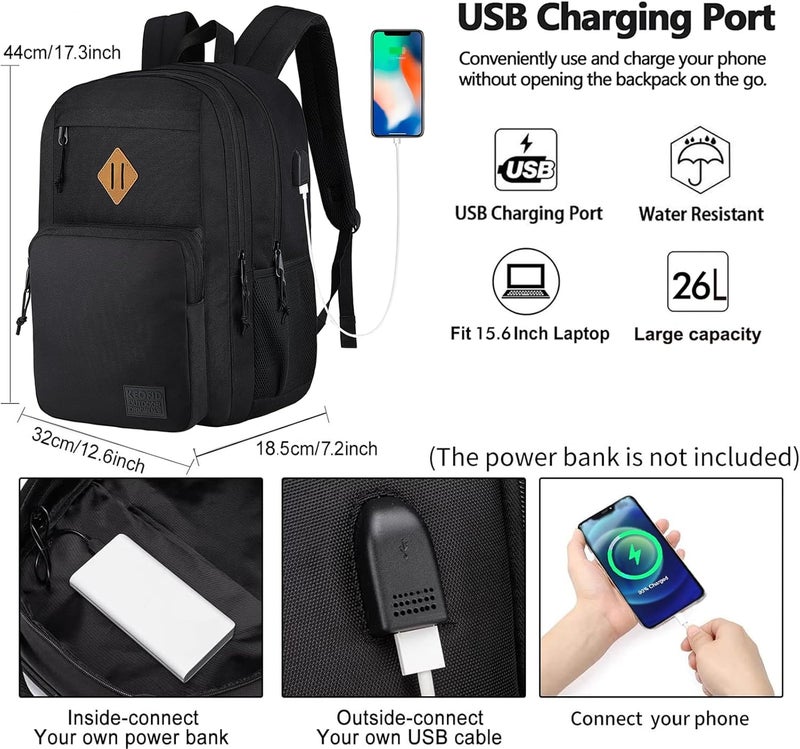 KEOFID Laptop Backpack, Travel Backpack for Men and Women, USB Charging Port - Image 2