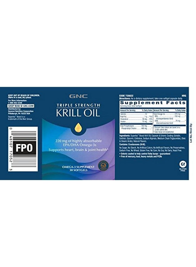 GNC GNC Triple Strength Krill Oil, 30 Softgels, for Join, Skin, Eye, and Heart Health  - Image 3