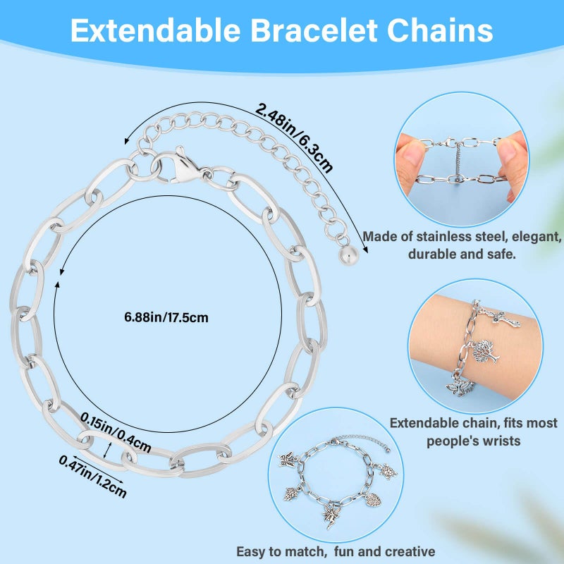 Flasoo 384 Pieces Silver Charm Bracelet Making Kit, Including Paperclip Chain Bracelets, Cross Charms, Jump Rings for DIY Bracelet Making - Image 3