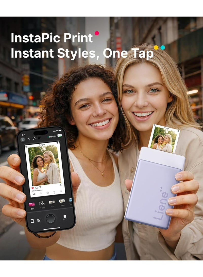 Liene N200 Pro Portable Photo Printer Golden 2x3 Inch – Bluetooth Instant Photo & Sticker Printer with 50 Photo Sheets, Compatible with iPhone & Android - Image 3