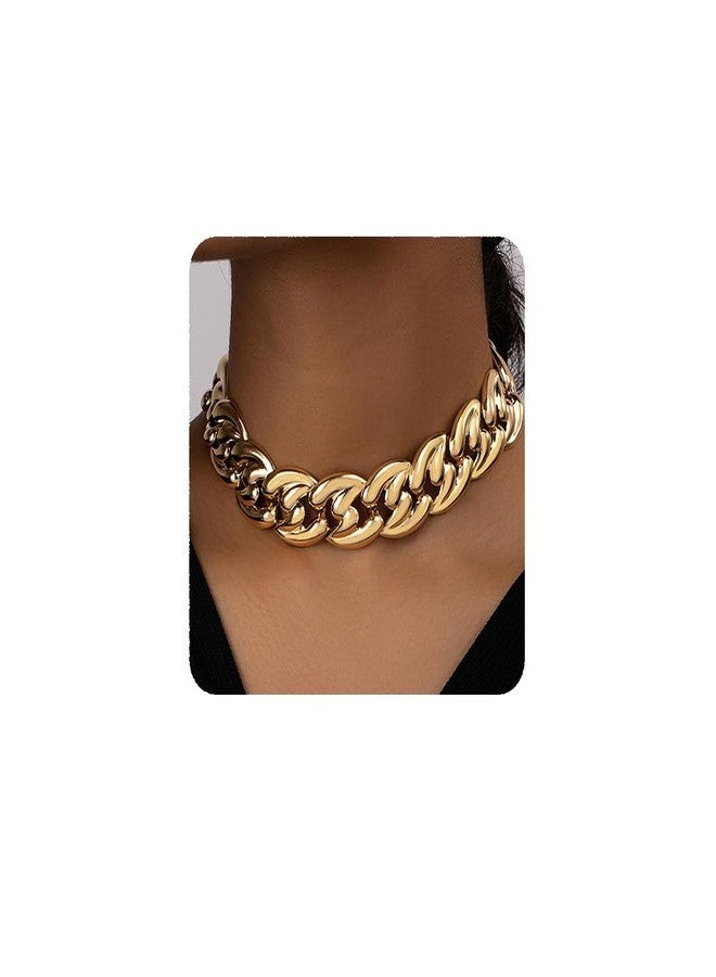 يرتير قلادة YERTTER بانك ذهبية سميكة، سلسلة كبيرة قابلة للتعديل، قلادة للنساء (النمط 7) - Image 1