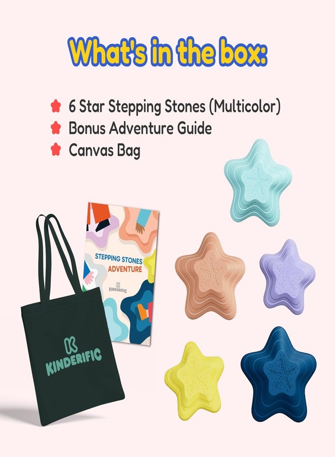 Kinderific Stepping Stones for Kids and Toddlers, 6 Star-Shaped Balance Stones, Sensory Play Toy for Ages 3+, Non-Slip, Indoor Outdoor, Multicolor - Image 5