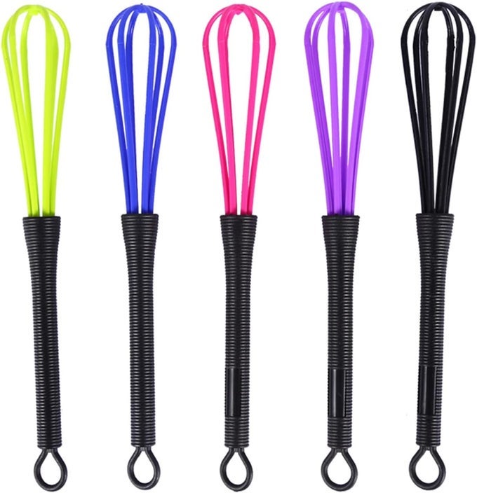 5PIECE SILICONE WHISK SET NONSCRATCH HEAT RESISTANT BALLOON WISK FOR NONSTICK COOKWARE WITH 3 SIZES LARGE MEDIUM MINI 5 COLORCODED KITCHEN TOOLS
