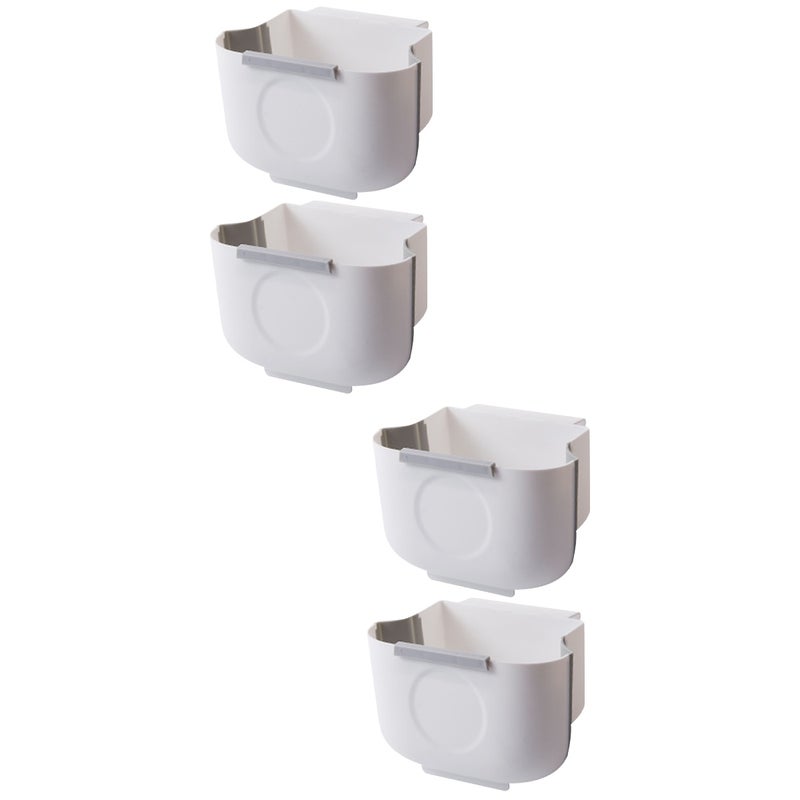 4 Pcs Hanging Kitchen Waste Bin Small Trash Can Foldable Dustbin Portable Cabinet Rubbish Bin - Image 1