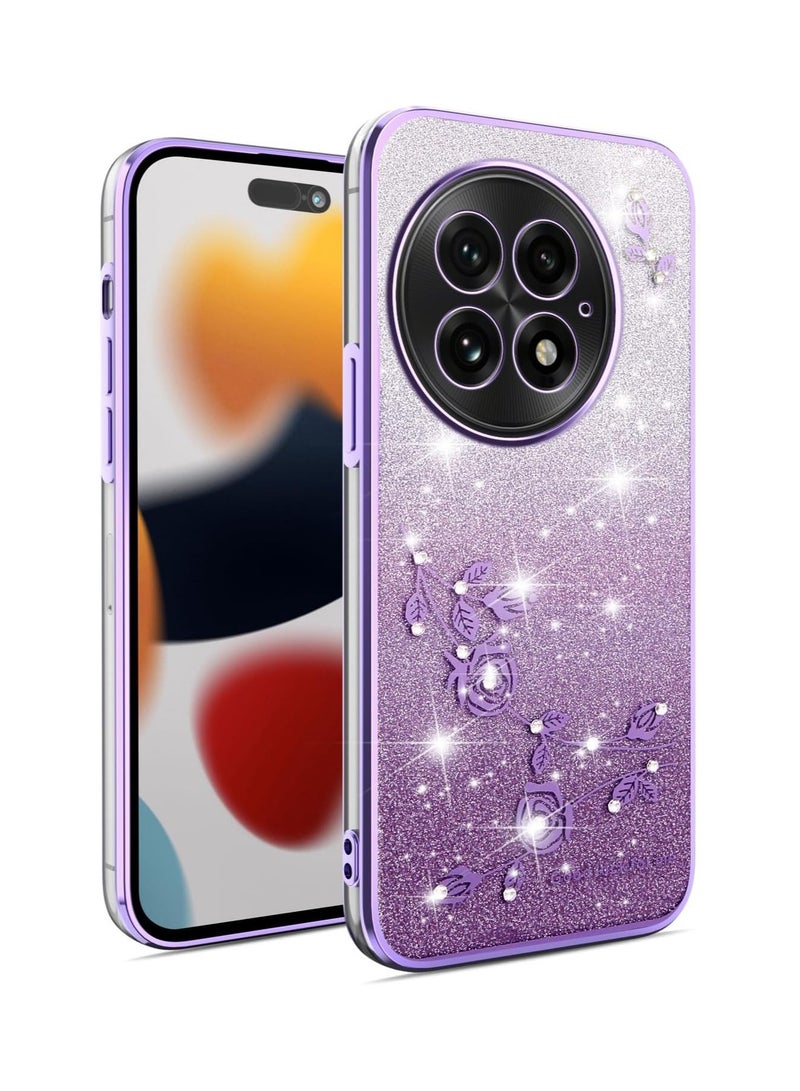 Protective case compatible with OnePlus 13, shockproof soft TPU case with gold-plated finish, sparkling case