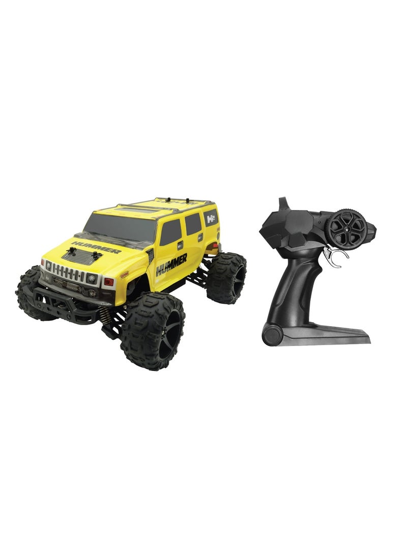D-power - 1:10 Yellow HUMMER H2 RC Car – 2.4GHz Remote Control Truck, 7.4V USB Rechargeable Battery, Off-Road SUV for Kids Ages 6+ - Image 1