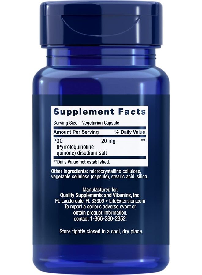 Life Extension PQQ (كوانون البيرولوكينولين) 20 ملغ يعزز نمو الميتوكوندريا الخلوية الجديدة - خالي من الغلوتين، مرة واحدة يوميًا، غير معدّل وراثيًا، نباتي - 30 كبسولة نباتية - Image 2