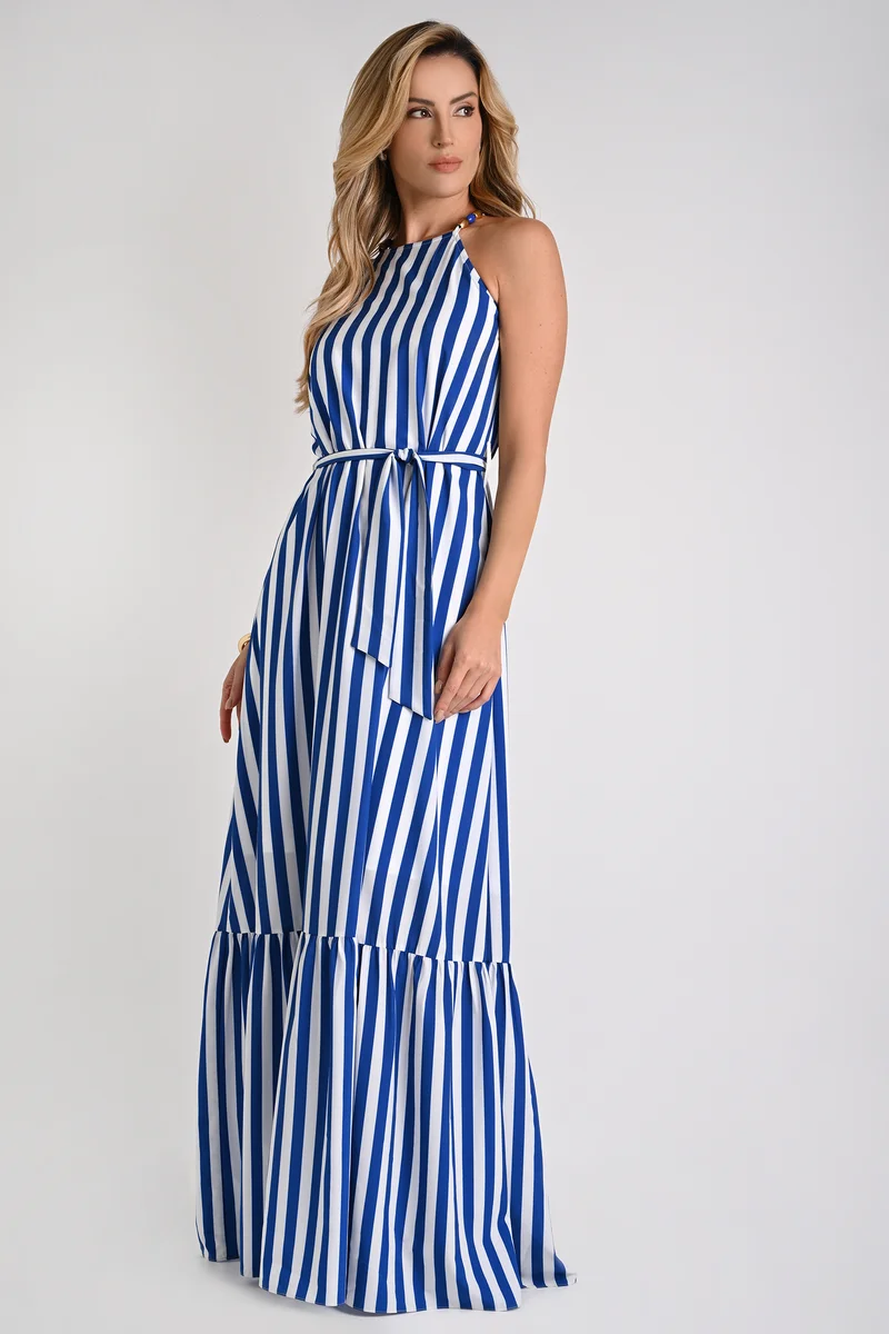 Mullet Dress Halter Neck Blue Striped