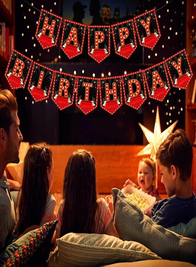 Oudain Movie Nigh Theme Happy Birthday Banner Decorations Movie Night Theater Party Sign for Home Film Birthday Party Supplies - Image 5