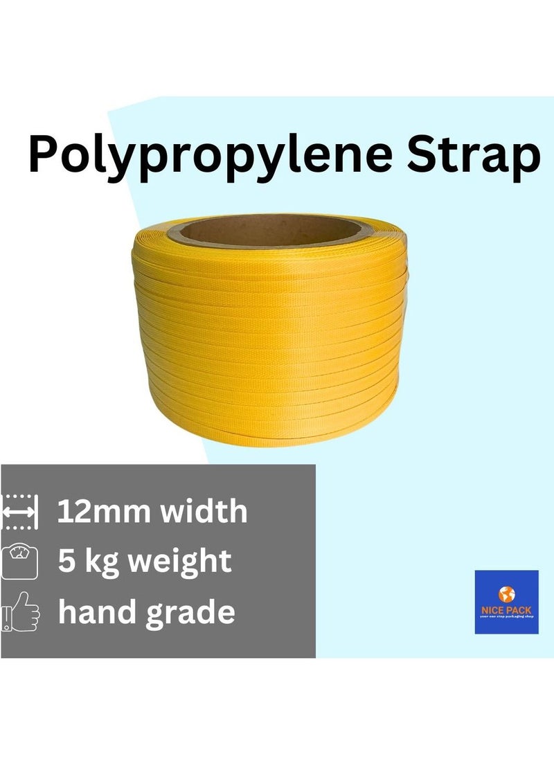 Nice Pack - Polypropylene Strapping 12mm x 5kg Heavy Duty Hand Grade PP Strapping Roll - Image 1