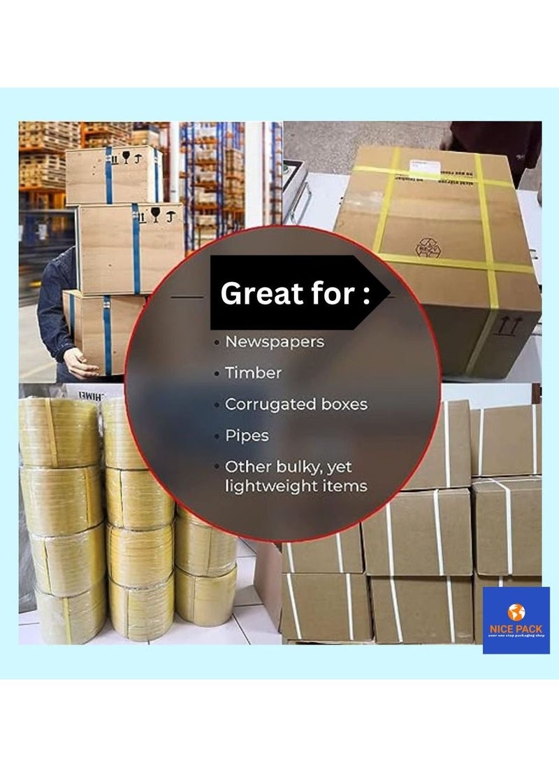 Nice Pack - Polypropylene Strapping 12mm x 5kg Heavy Duty Hand Grade PP Strapping Roll - Image 1