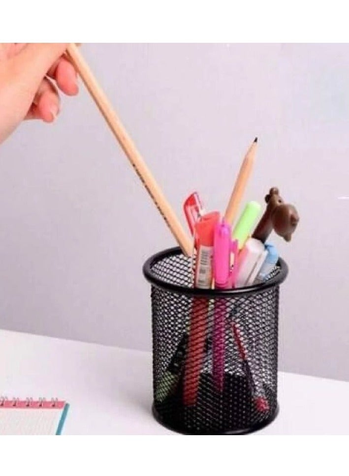 حامل أقلام بنمط معدني أسود قطعتين - Image 1