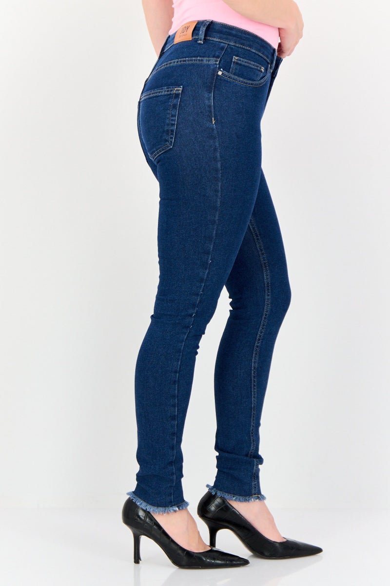 ONLY Women Regular Fit Solid Stretchable Straight Leg Jeans, Blue - Image 2