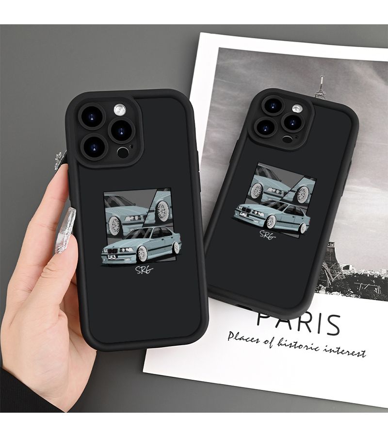 Phone Case For iPhone 13 With Sports Car Design Black Shock Resistant Drop Protection - Image 1