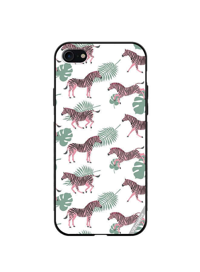 VR CREATIVE Protective Case Cover For Apple iPhone 7/8/SE 2020 Vector Zebra And Palm Leaves Isolated On White Design Multicolour - Image 1