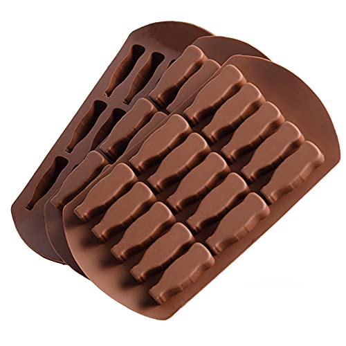 HOMUT 3Pcs Gummy Mold, 15 Holes Bottle Shape Brown Silicone Cake Gummy Candy Chocolate Jelly Ice Cream Cube Mold Pudding Handmade Craft Mold for Children's Party Dessert Cafe Bakery Handmade Dessert - Image 1