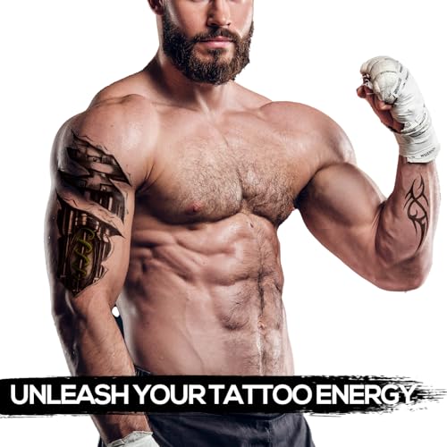 Kotbs 6-Sheet Mechanical Arm Temporary Tattoos for Men Women and Teens – Realistic Waterproof Fake Tattoos for Halloween Cosplay Festivals and Parties - Image 4