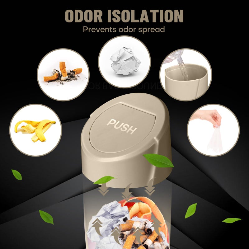 SGLRT Car Trash Can Bin with Lid - 2 Packs Car Garbage Can Cup Holder - Beige Mini Leakproof Vehicle Garbage Bin with 40pcs Trash Bags-Automobile Organizers and Storage for Front Back Seat Accessories - Image 4