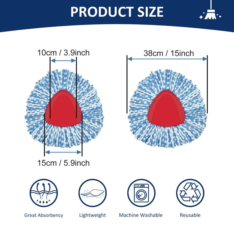 GFRED 4 Pack Mop Head Replacement Compatiable with Oceda EasyWring,Mop Refill Replace Head for EasyWring Spin Mop 1 Tank Systerm - Microfiber, Easy to Replace,Deep Floor Cleaning and Machine Washable - Image 5
