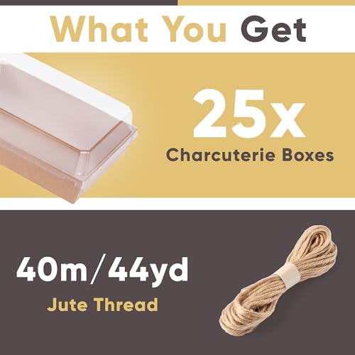 Leafiew 25 Pack 7x5 Inches Charcuterie Boxes with Clear Lids - Individual To Go Paper Charcuterie Board with Lid, Disposable Food Containers for Desserts, Cookie, Food, Charcuterie Accessories - Image 3