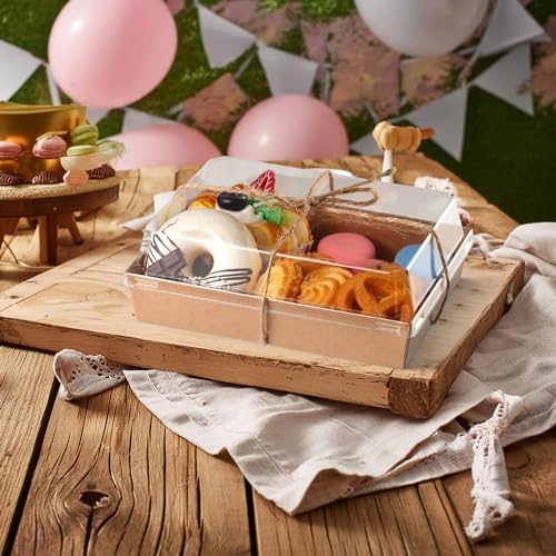 Leafiew 25 Pack 7x5 Inches Charcuterie Boxes with Clear Lids - Individual To Go Paper Charcuterie Board with Lid, Disposable Food Containers for Desserts, Cookie, Food, Charcuterie Accessories - Image 5