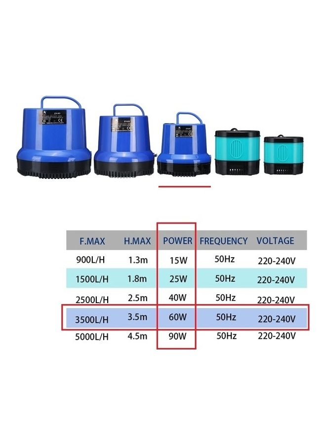 NIBEMINENT B&K Silent Aquarium Submersible Water Pump Blue/Black - Image 3