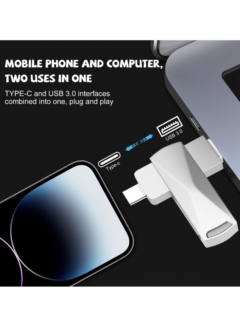 INSIJAM USB Flash Drive 2TB Fast Speed Flash Stick 3.0 Memory Stick Thumb Drive USB C Drive Metal Memory Stick with Type C for Smartphones MacBook PC Tablets - Image 2