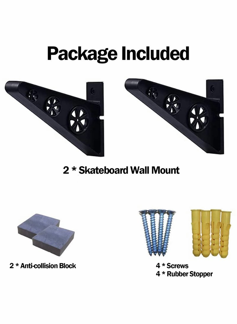 Premium Skateboard Wall Hanger Rack, 2 Pcs Display Storage Stand for Ski and Skateboards - Image 5