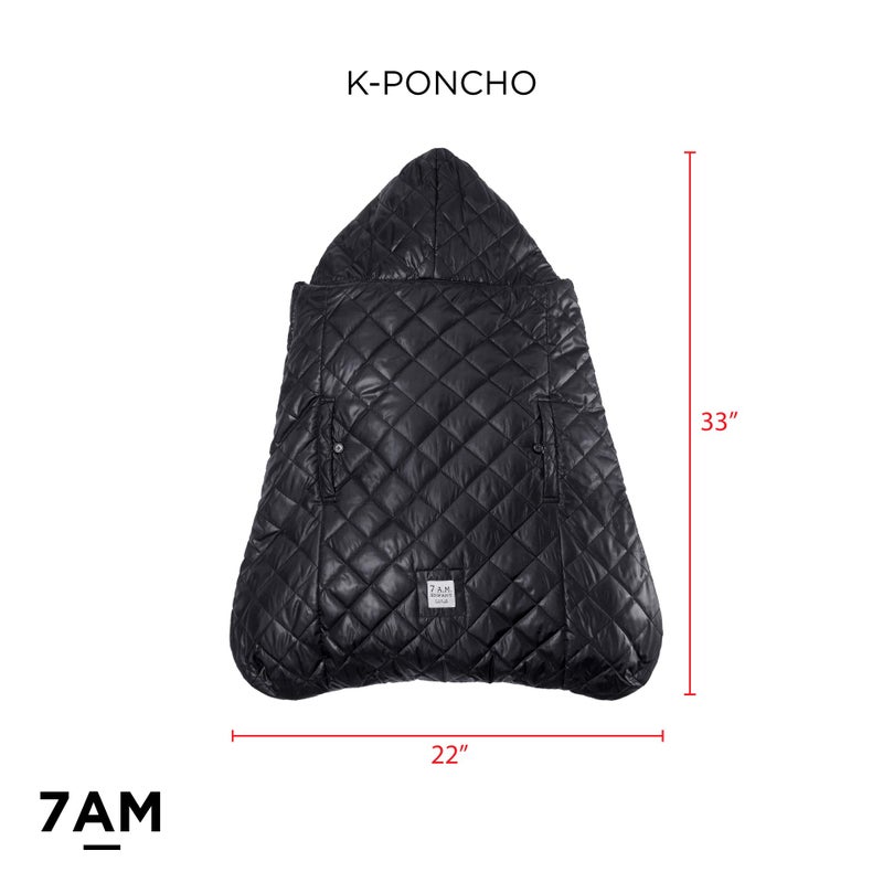 7 A.M. 7AM Enfant Baby Carrier Cover - K-Poncho Universal Winter Ultra Soft Plush Lining, Multifunction Stroller & Car Seat Blanket Cover, Water Repellent Bunting Bag for Cold Weather | 0-3T - Image 4