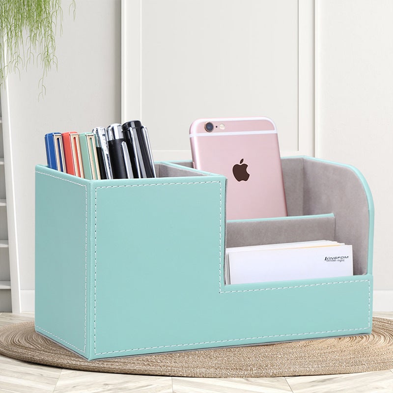 Leather Desk Organizer: 1L Square Linen Gray - Compact Space-Saving Versatile Storage Organizer for Home Office Bedroom Corporate Events - Image 5