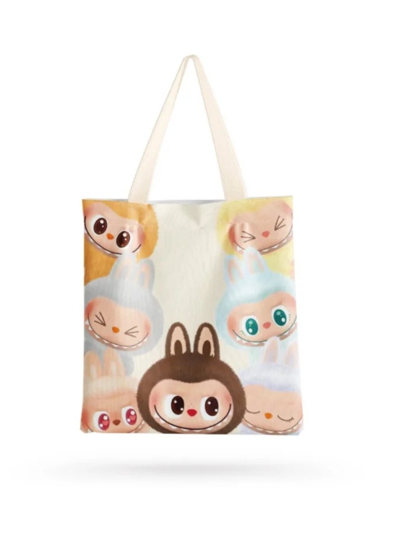 LABUBU Canvas Bag, Cute Canvas Bag, Crossbody Bag, Portable Storage Bag