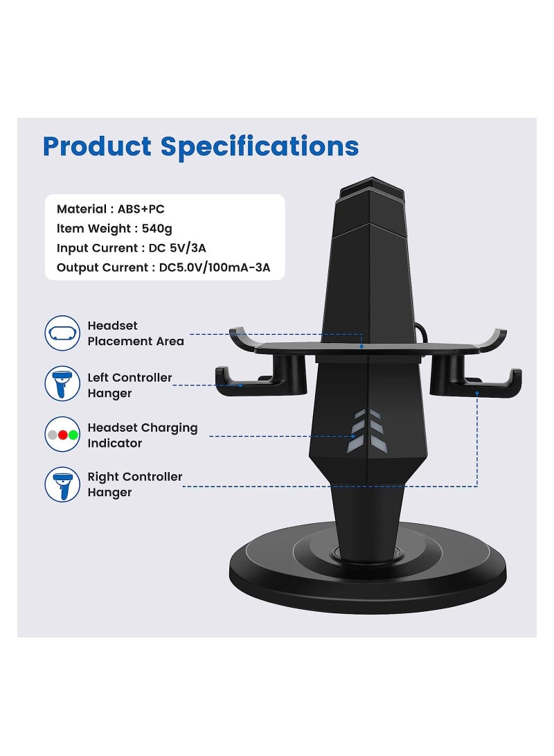 general VR Stand, Headset Charging Dock Display Touch Controllers Accessories for Oculus Quest, Quest 2,Rift, Rift S, Valve Index, Black - Image 4