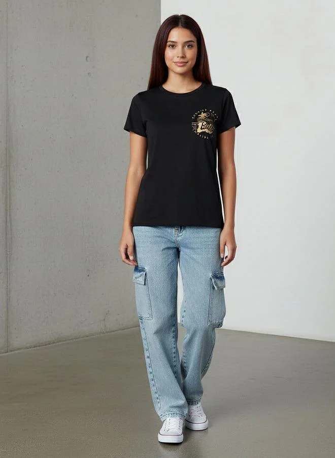 اس بي كاركترز Cotton T-shirt with Barbie Print