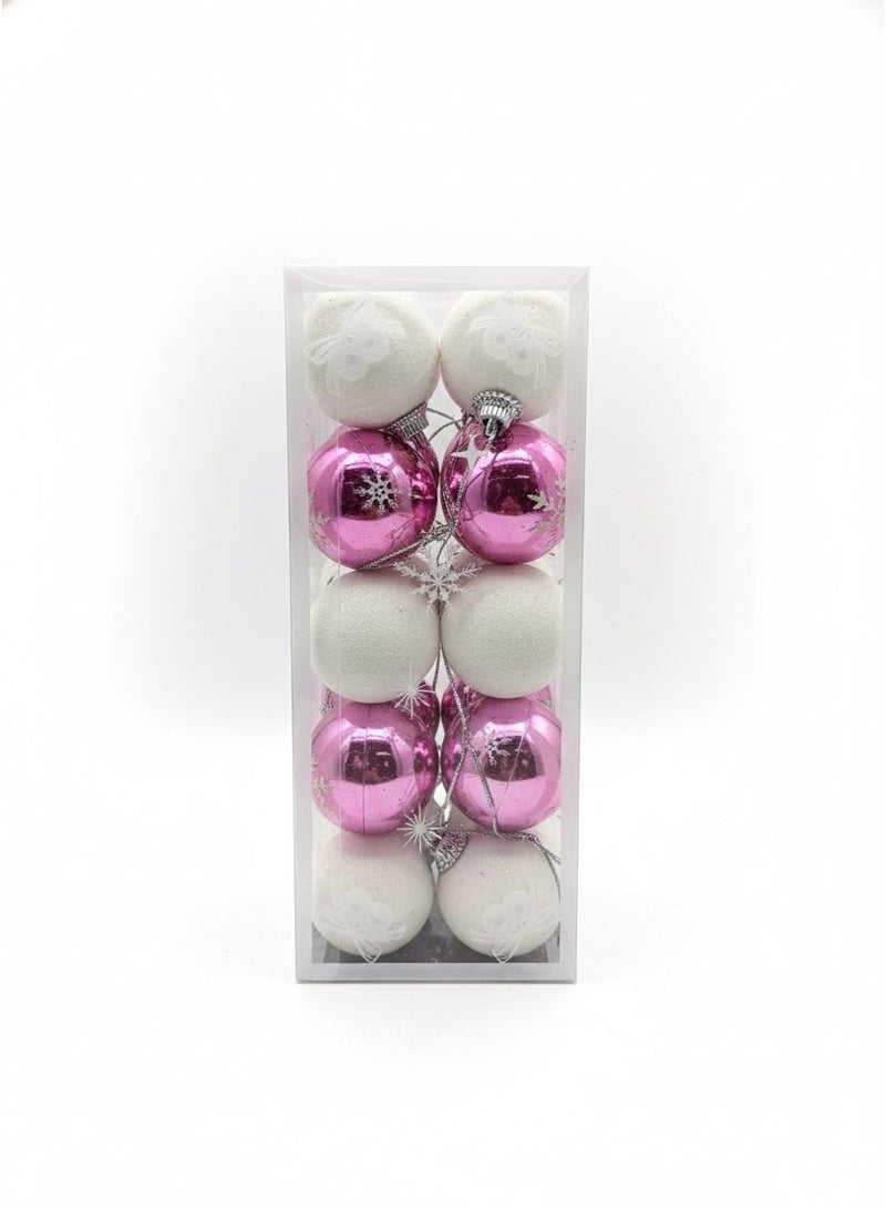 Elegant Pink and White Christmas Decoration Set - 20 Pieces - Image 1