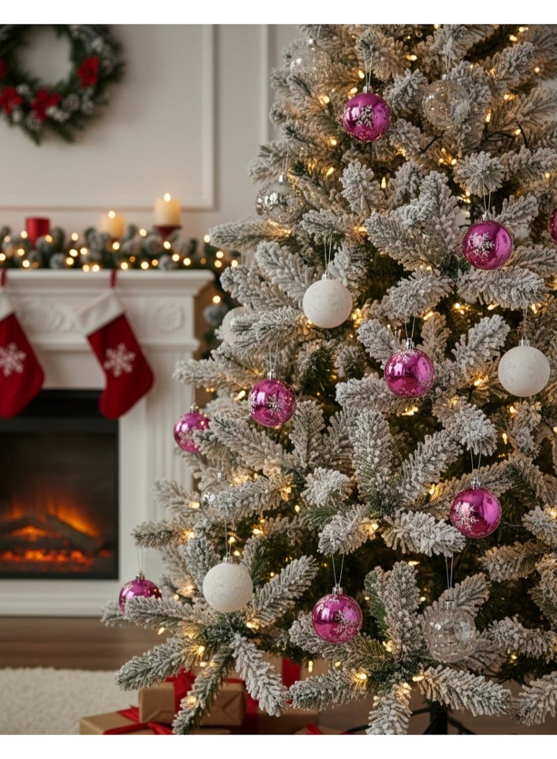 Elegant Pink and White Christmas Decoration Set - 20 Pieces - Image 2