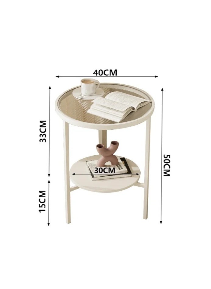MIXDE - Nordic Style Minimalist Modern Round Small Glass Round Side Coffee Table End Table For Home Living Room Bedroom Study Room Office - Image 1