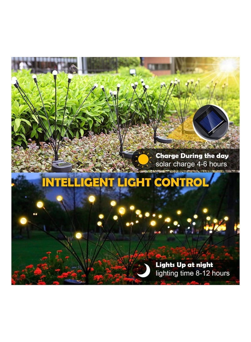 Solar Lights Outdoor Garden,  2Pack 6LED Solar Firefly Lights, Waterproof Swaying Solar Lights with 2 Modes, Solar Garden Decorative Lights Yard Patio Pathway Decoration, Warm White - Image 4