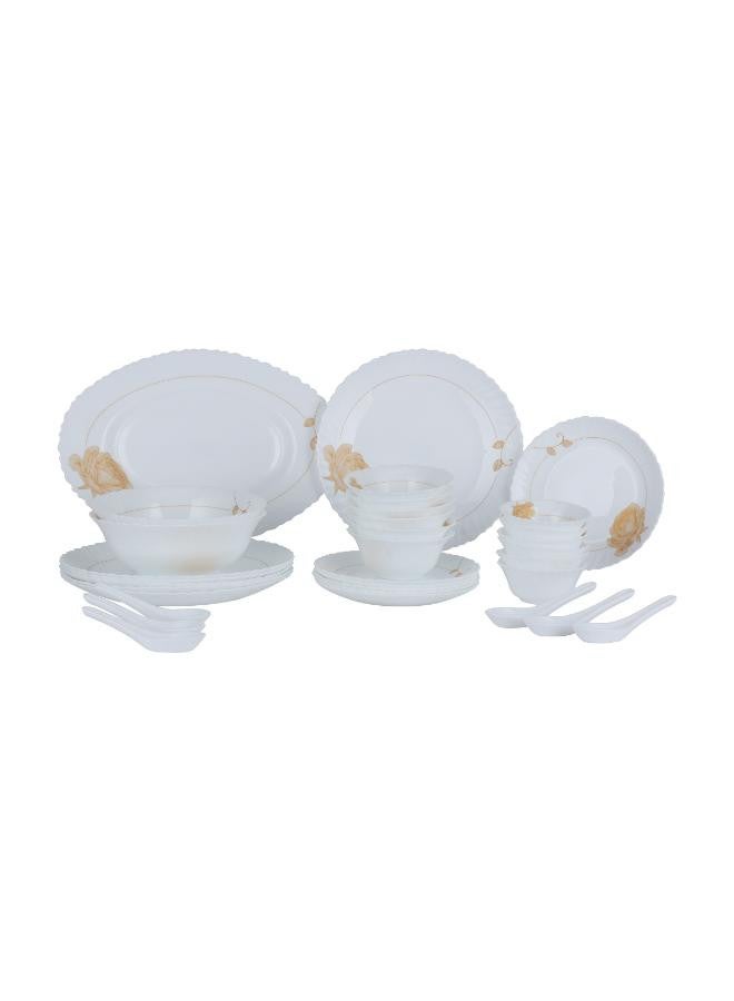 Royalford 33 Piece Classic Opalware Dinner Set- RF12470/ Includes Oval Plate, Dinner and Dessert Plates, Serving, Salad Bowls and Soup Spoons/ Dishwasher-Safe and Microwave Safe Multicolor - Image 2