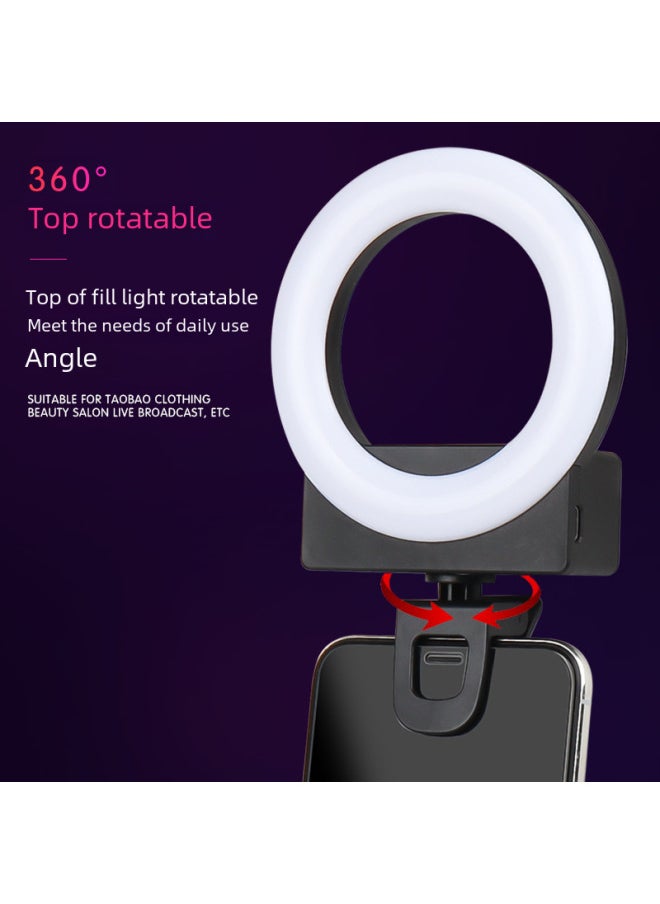 General - Mobile Phone Photo Fill Light Beauty Light Cat Ear Folding Portable Clip Ring Desktop Live Portable Selfie Light-Specifications:Fill Light (with Mirror, Without Ears, White) - Image 1
