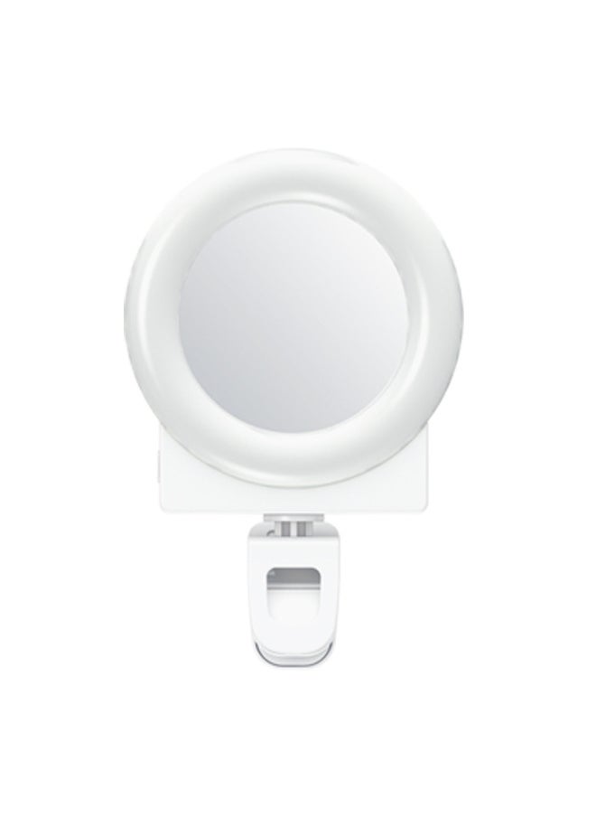 General - Mobile Phone Photo Fill Light Beauty Light Cat Ear Folding Portable Clip Ring Desktop Live Portable Selfie Light-Specifications:Fill Light (with Mirror, Without Ears, White) - Image 1