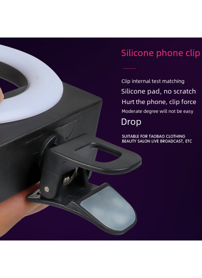 General - Mobile Phone Photo Fill Light Beauty Light Cat Ear Folding Portable Clip Ring Desktop Live Portable Selfie Light-Specifications:Fill Light (with Mirror, Without Ears, White) - Image 1