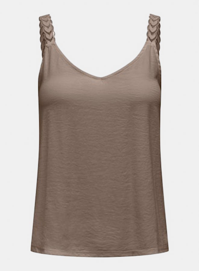 ONLY ONLY Womens Tilde Sleeveless Lace Mix Top - Image 1
